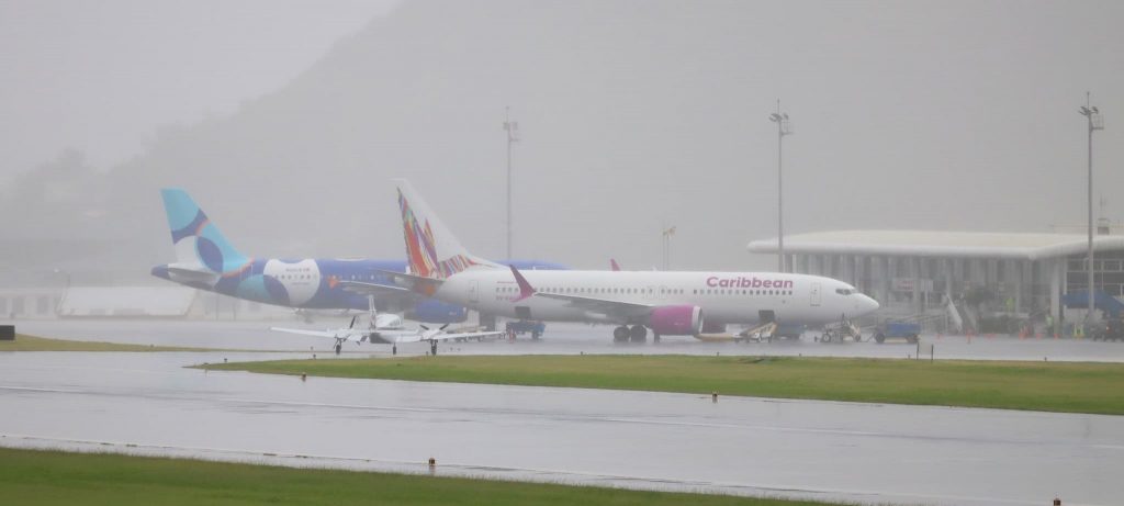 American Airlines, JetBlue, Trans Anguilla, Caribbean Airlines land at St Kitts amid rain